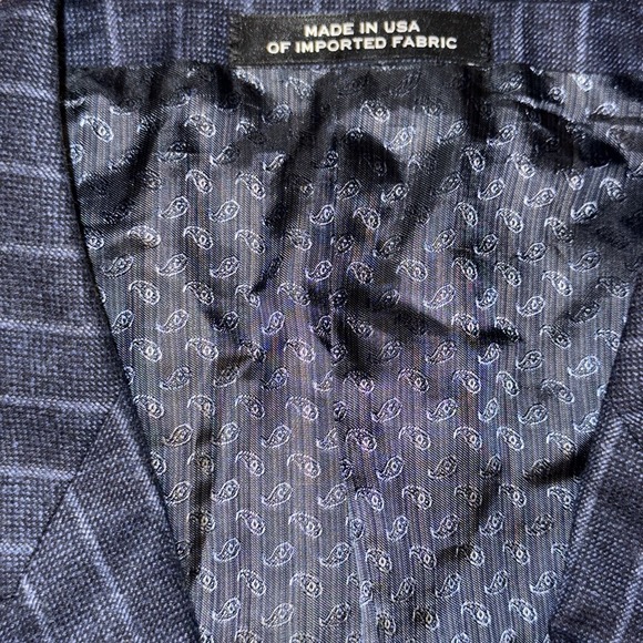 Joseph Abboud Black Label Vitale Wool Double Breasted Suit Men's 46 Blue Striped - Picture 3 of 16